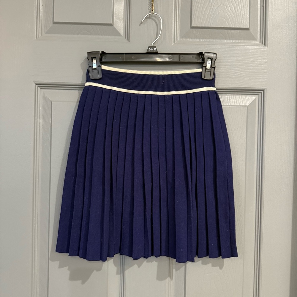 Navy Blue Pleated Women's Skirt